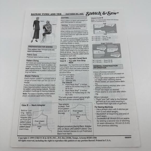 Set of 2 Stretch & Sew 150 Super Set & 323 Bateau Tunic Sewing Patterns - Picture 9 of 11